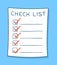 Cartoon checklist with red check marks