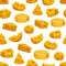 Cartoon cheddar swiss cheese seamless pattern