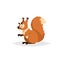 Cartoon cheerful fluffy squirrel. Forest Europe and North America animal. Flat with simple gradients trendy design.