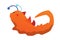 Cartoon cheerful orange caterpillar with funny horns smiling.