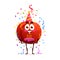 Cartoon cheerful peach fruit character on birthday