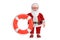 Cartoon Cheerful Santa Claus Granpa with Life Buoy. 3d Rendering