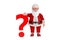 Cartoon Cheerful Santa Claus Granpa with Red Question Mark Sign. 3d Rendering