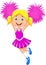 Cartoon Cheerleader with Pom Poms