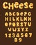 Cartoon cheese alphabet. Decorative vector font.