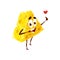 Cartoon cheese character with heart, yellow slice