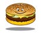 Cartoon cheeseburger with a happy smile