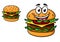 Cartoon cheeseburger with a laughing face