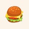 Cartoon Cheeseburger. Vector drawing of hamburger