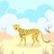 Cartoon Cheetah Desert Sand Colorful Flat Retro