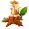 Cartoon cheetah standing on tree stump