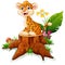 Cartoon cheetah on tree stump