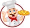 Cartoon Chef Character With Pizza