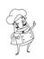 Cartoon chef characters pointing with his finger and menu white background