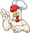 Cartoon chef chicken making the okay hand sign