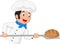 Cartoon chef cook bread