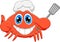 Cartoon chef crab holding spatula