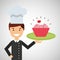 Cartoon chef dessert cupcake cherry chips