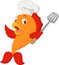 Cartoon chef fish holding spatula