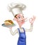 Cartoon Chef Holding Kebab Giving Perfect Sign