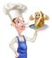 Cartoon Chef holding Kebab Mascot