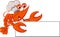 Cartoon Chef lobster with blank sign