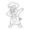 cartoon chef pig is doing dubbing with cool glasses line art