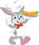 Cartoon chef rabbit carrying carrots
