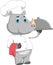 Cartoon chef rhino carrying food tray