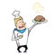 Cartoon chef with roast turkey