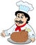 Cartoon chef with roasted meat