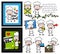 Cartoon Chef Various Activities - Collection of Concepts Vector illustrations