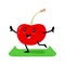 Cartoon cherry berry character standing on mat