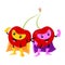 Cartoon cherry berry twins superhero or defender