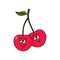 Cartoon cherry vector.Cartoon fruit vector