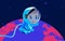 Cartoon Chibi Astronaut Vibrant Blue Pink