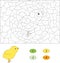 Cartoon chick. Color by number educational game for kids. Vector