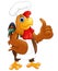 Cartoon chicken chef giving the thumbs up