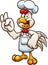 Cartoon chicken chef making the OK hand gesture