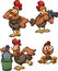 Cartoon chicken in different poses