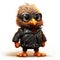 Cartoon Chicken Wearing Leather Jacket for Toddler Book Clipart AI Generated