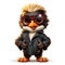 Cartoon Chicken Wearing Leather Jacket for Toddler Book Clipart AI Generated
