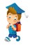 Cartoon child going to school - illustration for children