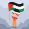 Cartoon Child With Palestine Flag