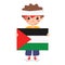 Cartoon Child With Palestine Flag