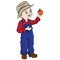Cartoon child picking oranges