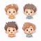 Cartoon children avatar set. Cute diverse kids faces, vector clipart illustration.