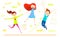Cartoon children character. Kids jumping. Happy girls and boy enjoy and playing.