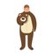 Cartoon children`s entertainer is wearing in bear costume, character for children. Flat vector illustration