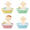 Cartoon children washing in a bath